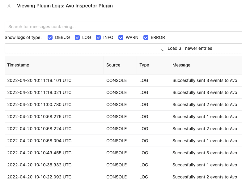 PostHog plugin logs