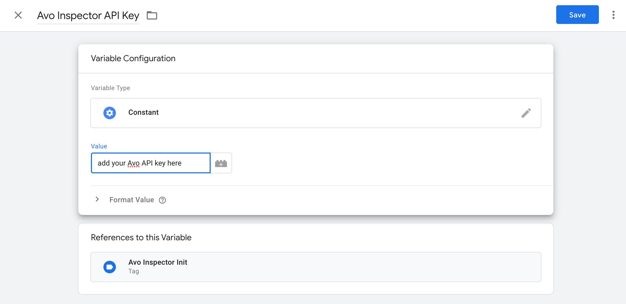 Avo Inspector API key variable in Google Tag Manager